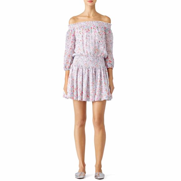 SHOSHANNA Boho Floral Rita Mini Dress 3228527 Smocked Waist 4 Small S NEW A line - Picture 2 of 6